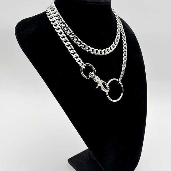 Women's Zinc Chunky Cuban Chain Necklace 34'' Adjustable Y-Shaped Jewelry - Picture 5 of 6